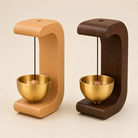 Handcrafted wooden meditation bell brass chime
