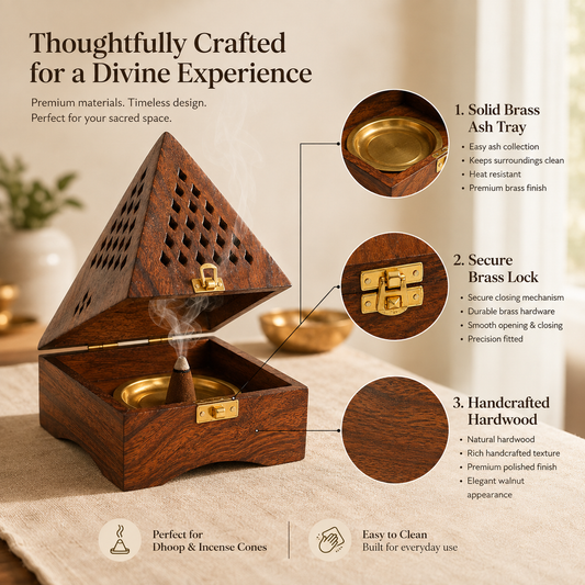 Wooden pyramid incense holder for agarbatti and dhoop