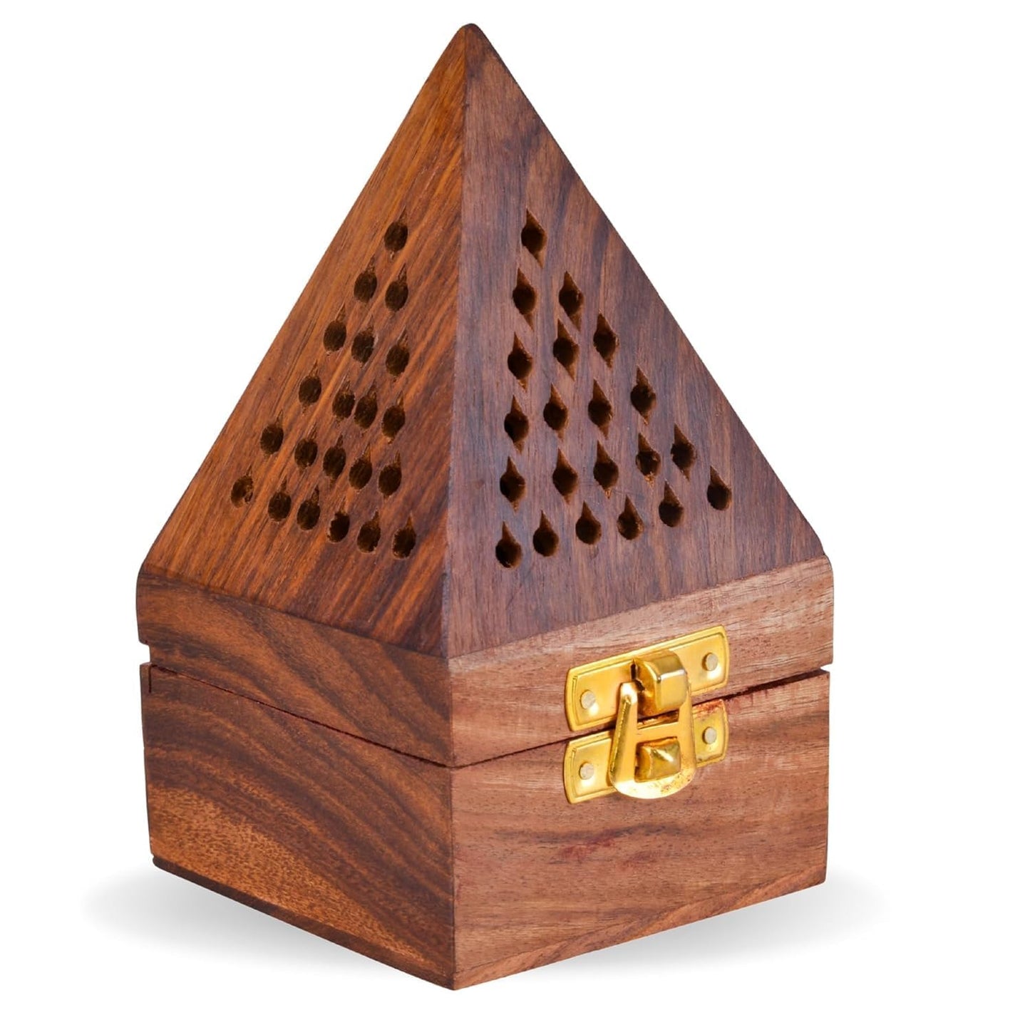 Wooden Pyramid Incense Holder Box with Drawer – Handcrafted Dhoop & Agarbatti Stand