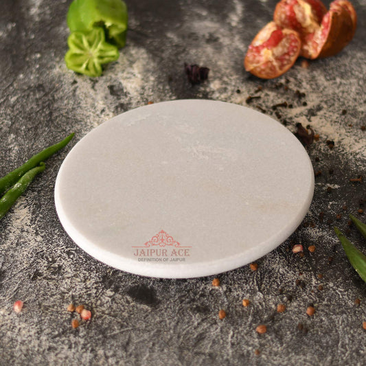 White marble chakla belan set for roti and chapati