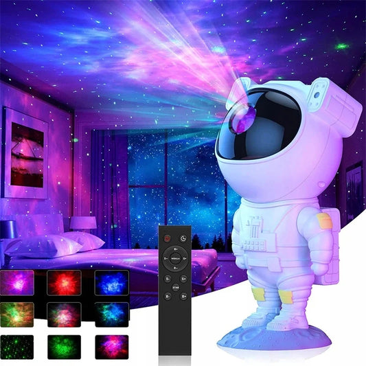 Astronaut Galaxy Star Projector – 360° Nebula Night Light with Remote