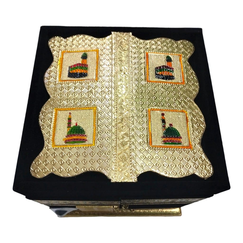 Kaaba Quran Box with Rehal Stand – Handcrafted Wood & Velvet