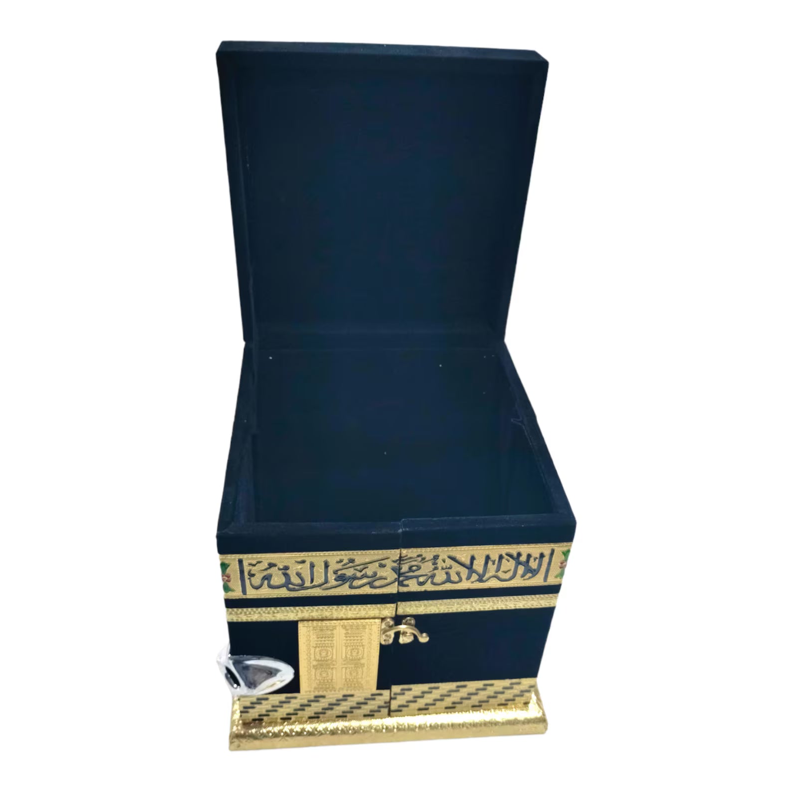 Kaaba Quran Box with Rehal Stand – Handcrafted Wood & Velvet
