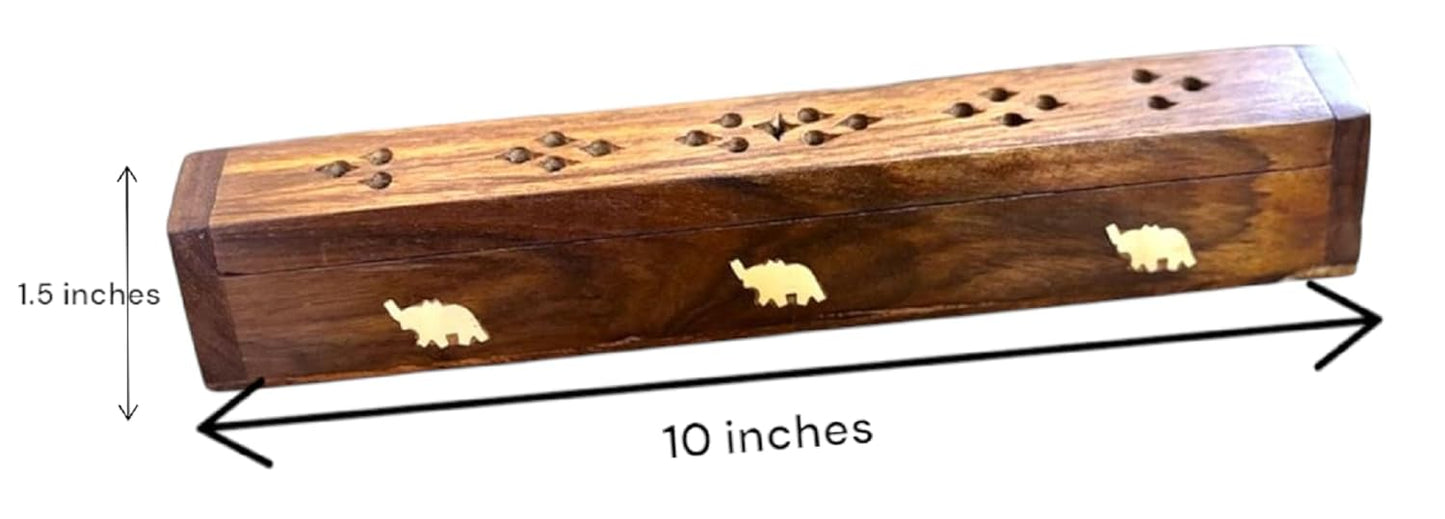 Wooden Agarbatti & Dhoop Holder with Ash Catcher – 10 Inch