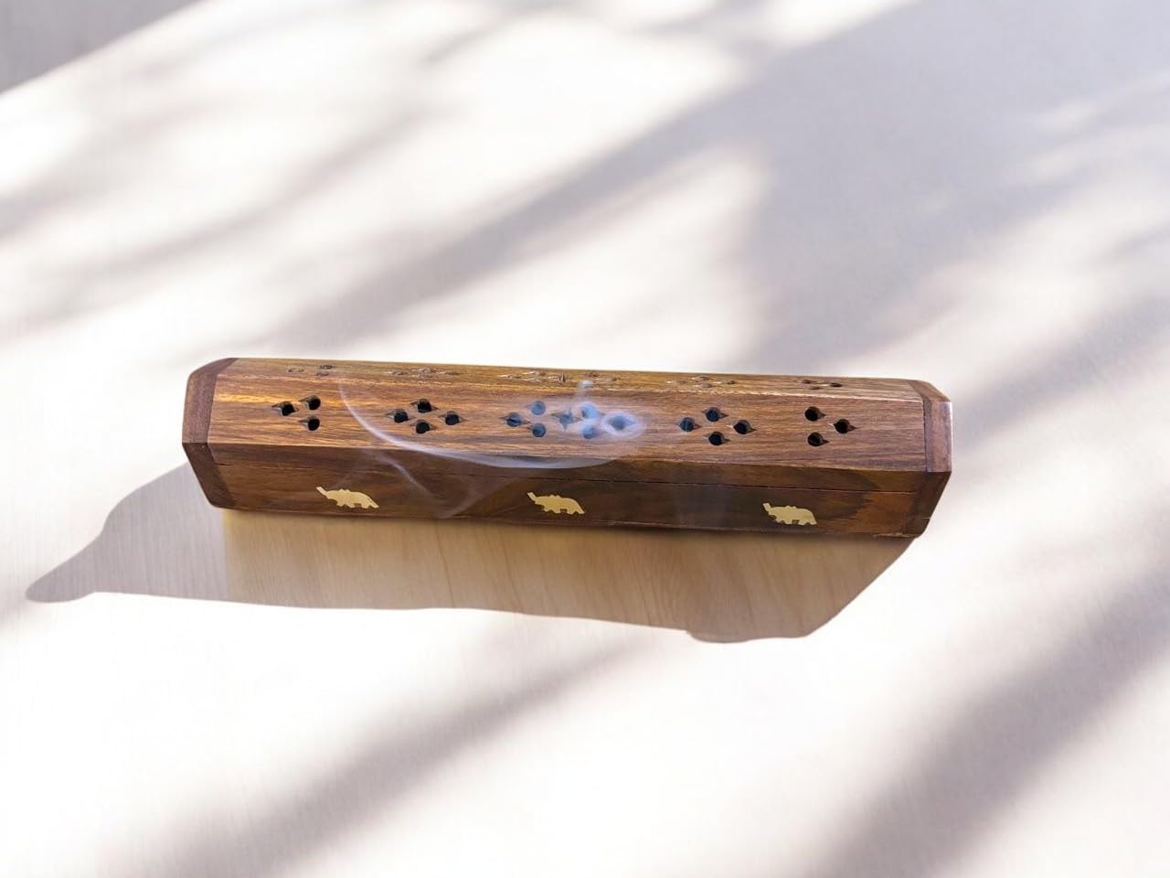 Wooden Agarbatti & Dhoop Holder with Ash Catcher – 10 Inch