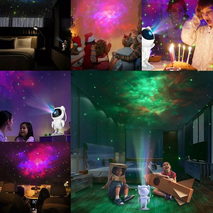 Astronaut Galaxy Star Projector – 360° Nebula Night Light with Remote