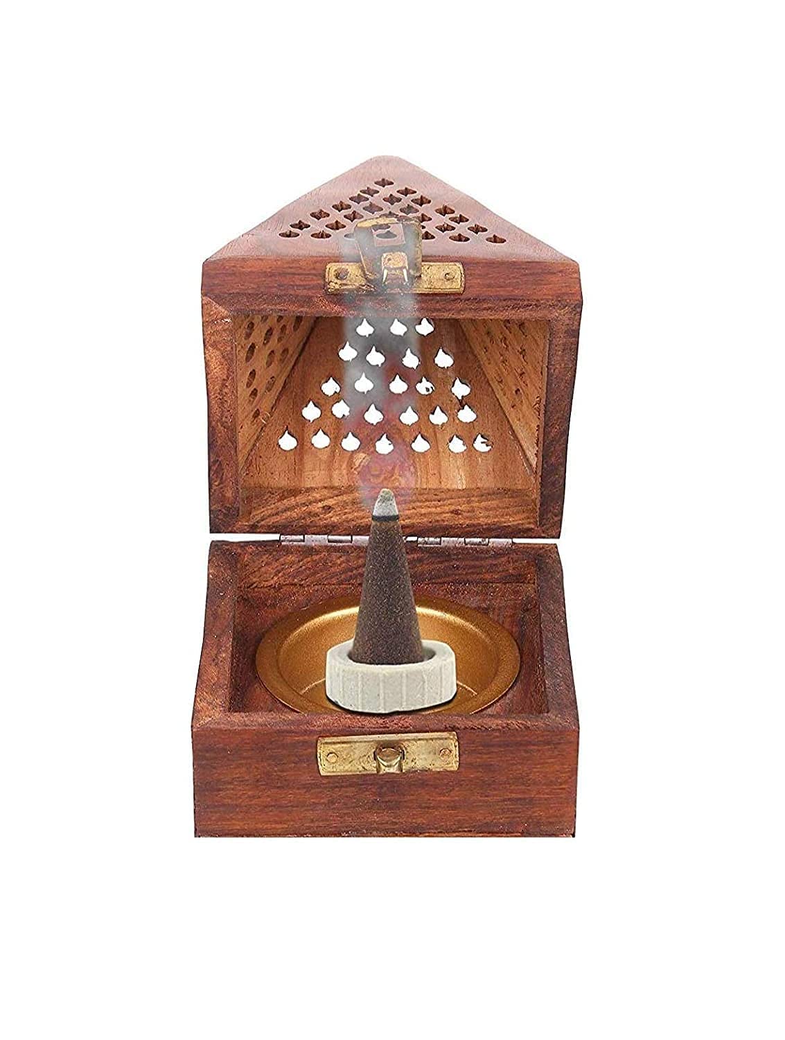 Wooden Pyramid Incense Holder Box with Drawer – Handcrafted Dhoop & Agarbatti Stand