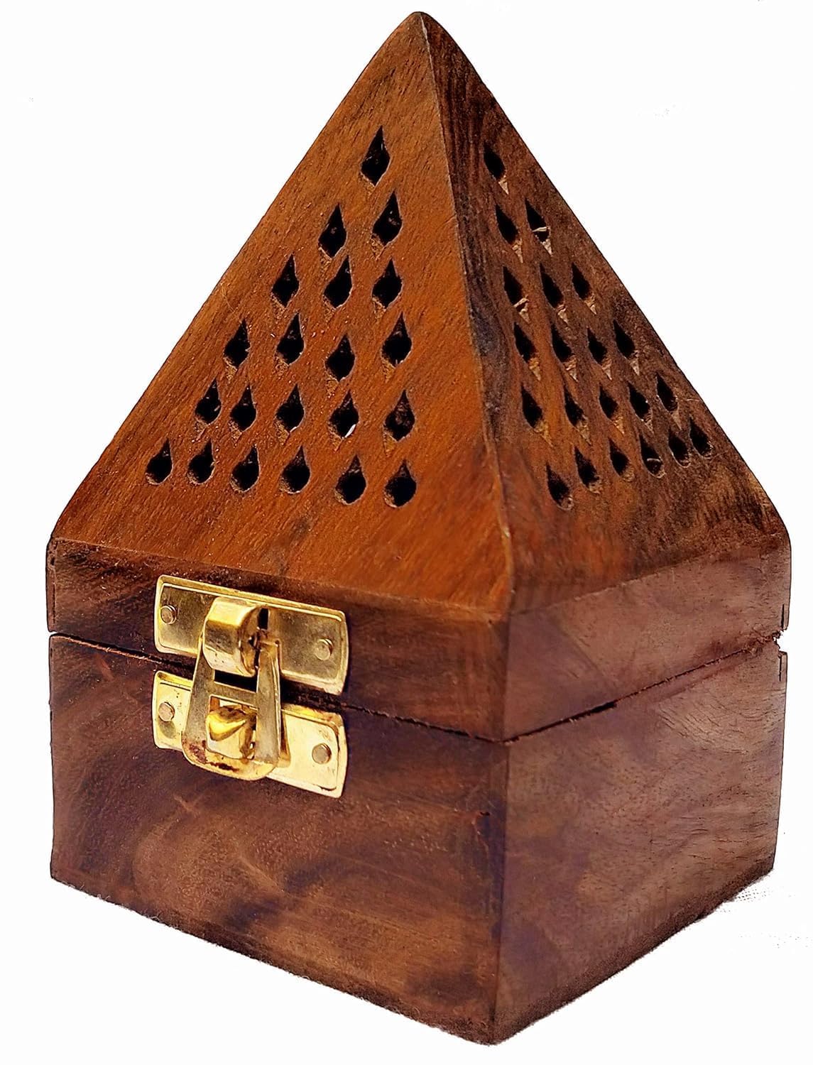 Wooden Pyramid Incense Holder Box with Drawer – Handcrafted Dhoop & Agarbatti Stand