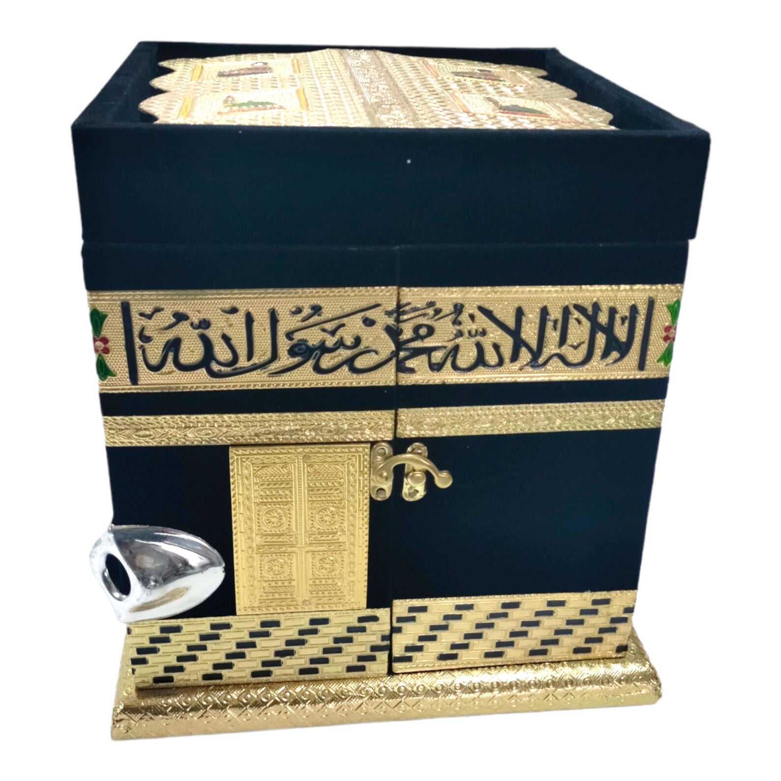 Kaaba Quran Box with Rehal Stand – Handcrafted Wood & Velvet